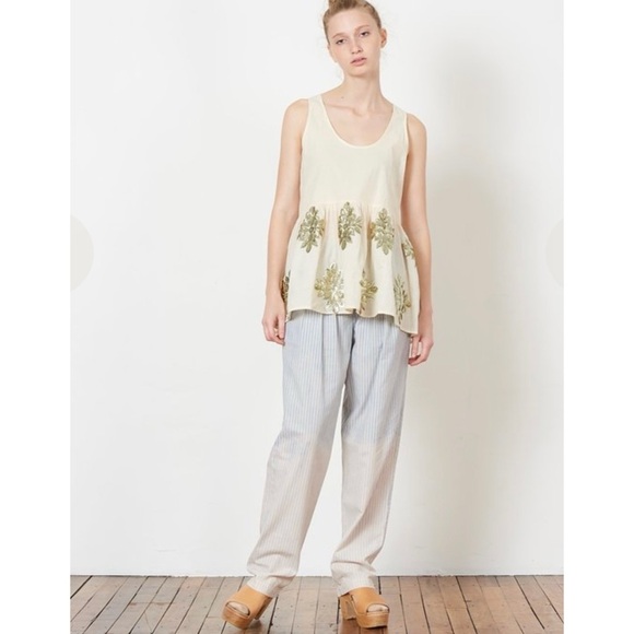 Caron Callahan 100% cotton Kate Tank in muslin with sequin applique NEW - Picture 4 of 16